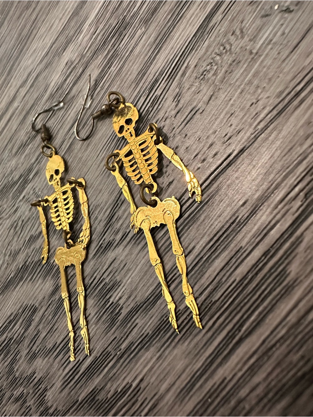 Gold Skeleton Dangle Earrings by